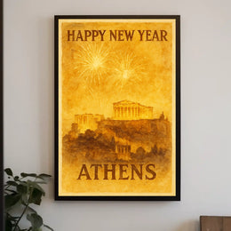 New Year Celebration in Athens Poster
