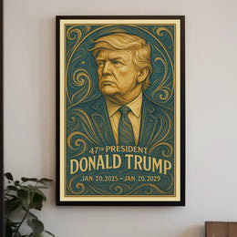 Donald Trump 47th President Pop Art Realism Decor Poster