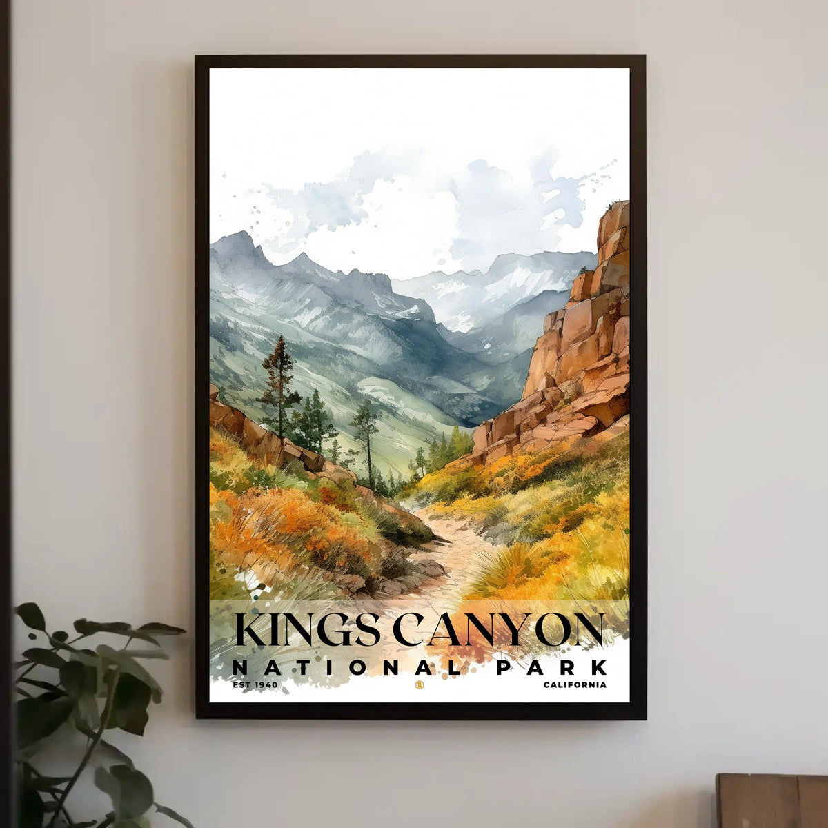 Kings Canyon Watercolor Wall Art Poster