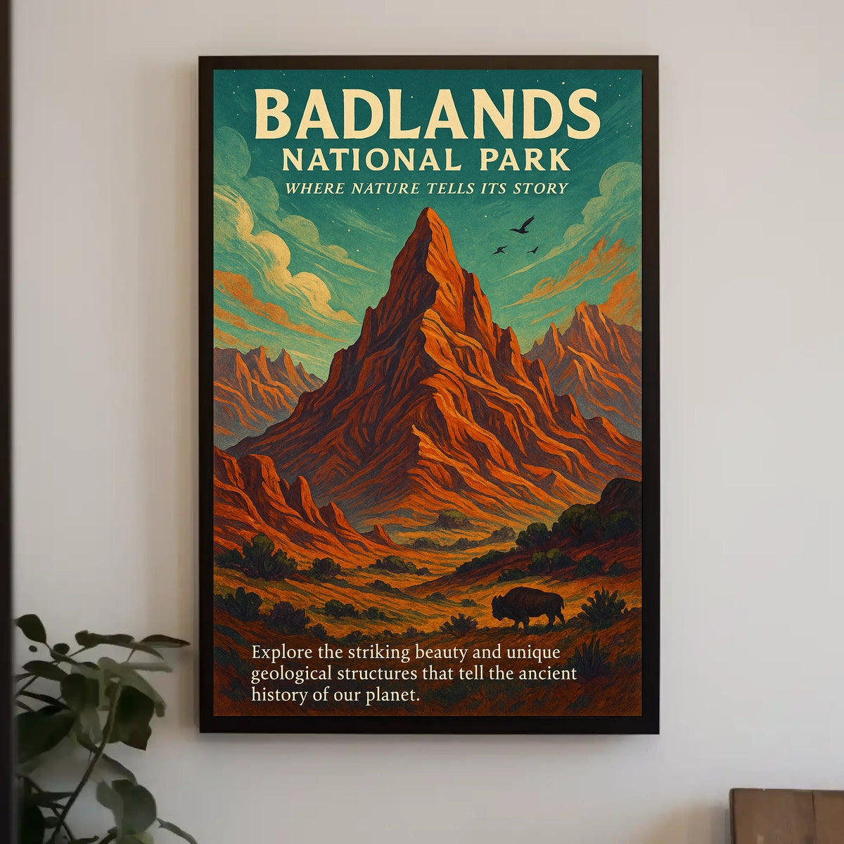 Badlands National Park Vintage Adventure Poster Print