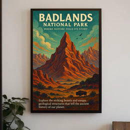 Badlands National Park Vintage Adventure Poster Print