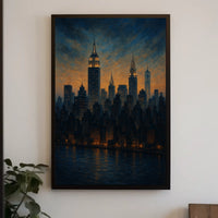 New York City Skyline Poster Impressionist Wall Art