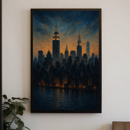 New York City Skyline Poster Impressionist Wall Art