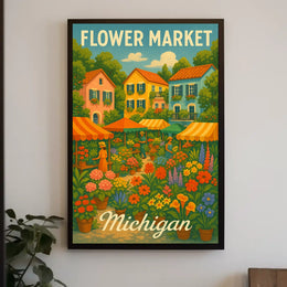 Flower Market In Michigan Poster