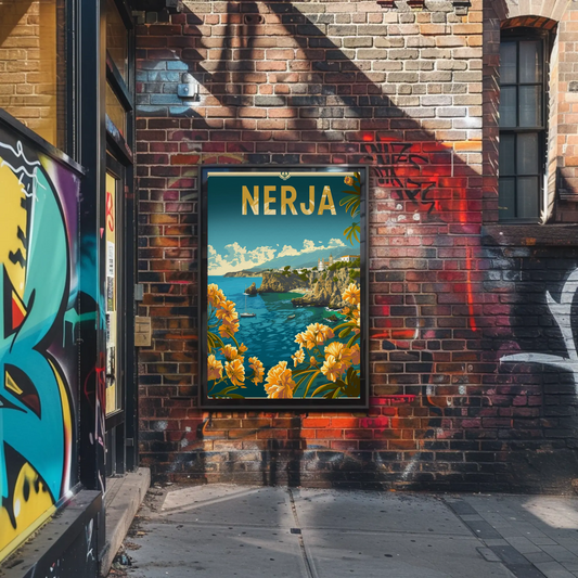 Nerja Floral Coast and Mountains Travel Poster
