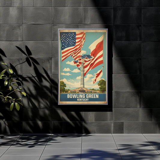 Bowling Green Kentucky Cityscape Art Print Vintage Travel Poster