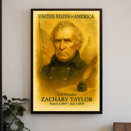 Zachary Taylor 12th President of the United States Vintage Watercolor Poster