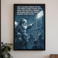 Santa Coaches Reindeer Football Team Christmas Poster