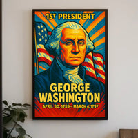 George Washington 1st President of the United States Colorful Comic Book Style Poster