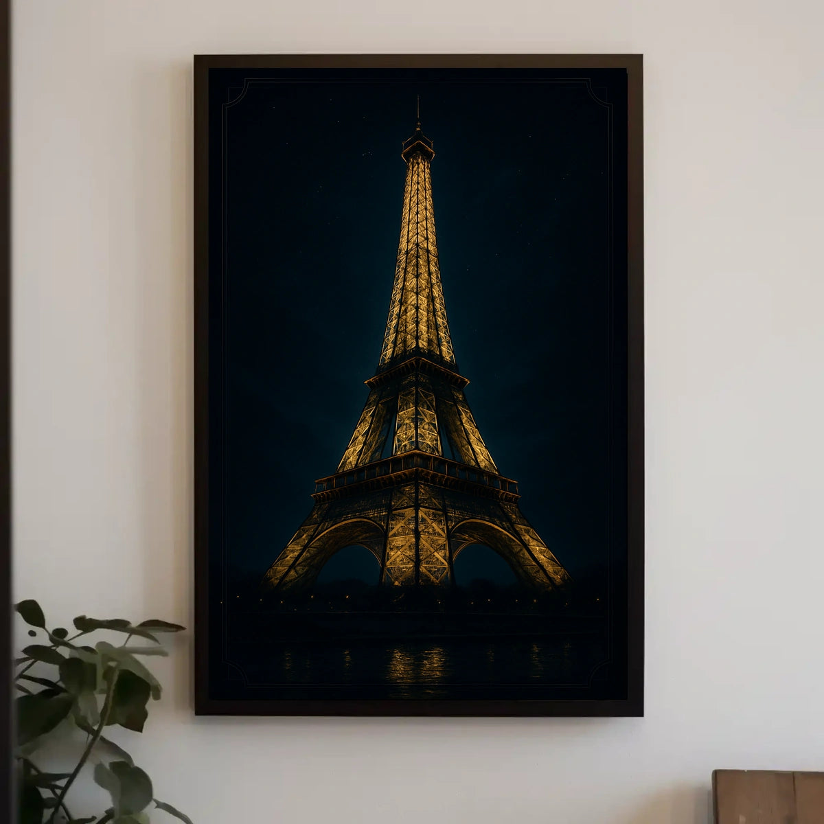 Illuminated Eiffel Tower at Night Poster