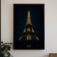 Illuminated Eiffel Tower at Night Poster