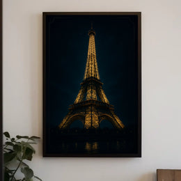Illuminated Eiffel Tower at Night Poster
