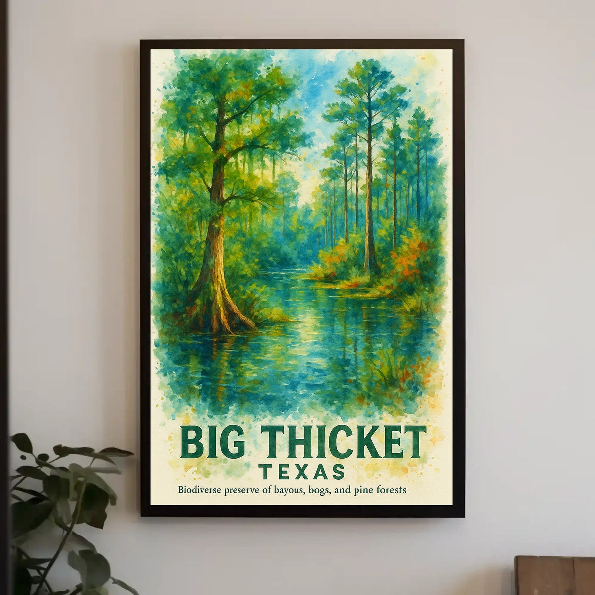 Big Thicket Texas Watercolor Nature Poster Art