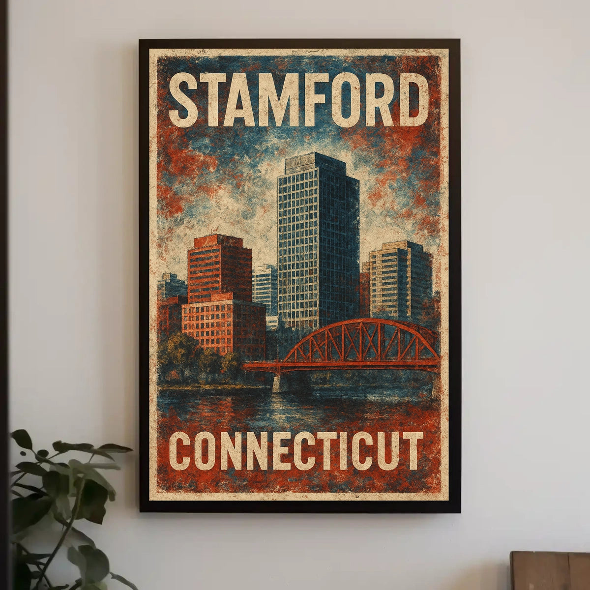 Stamford Cityscape Vintage Collectors Poster