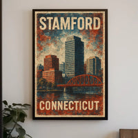 Stamford Cityscape Vintage Collectors Poster
