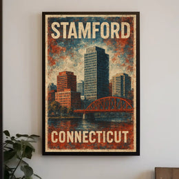 Stamford Cityscape Vintage Collectors Poster