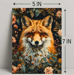 Fox Among Blossoms: Detailed Wildlife Art Animal Poster