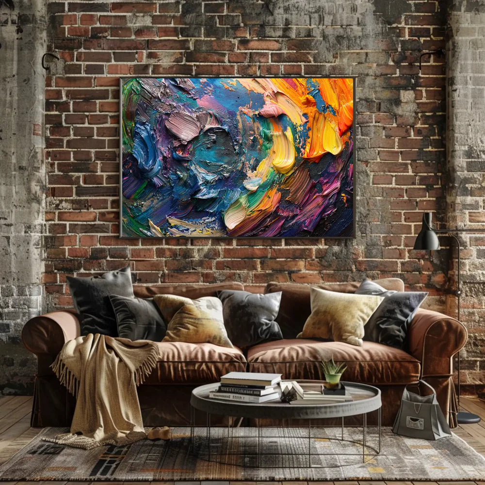 Vibrant Abstract Art Poster with Dynamic Brushstrokes