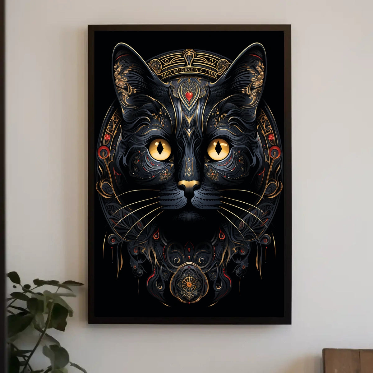 Mystical Golden-Eyed Cat Art Print Animal Poster