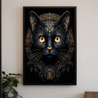 Mystical Golden-Eyed Cat Art Print Animal Poster