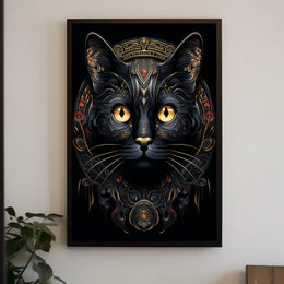 Mystical Golden-Eyed Cat Art Print Animal Poster