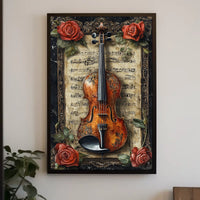 Artistic Violin Music Aged Sheet Background Poster