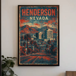 Henderson Cityscape Nostalgia Retro Travel Poster