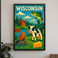 Classic Wisconsin Wildlife Agriculture Poster