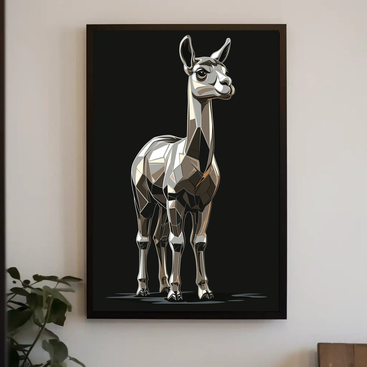 Polygonal Llama Abstract Poster: Artistic, Modern Animal Design
