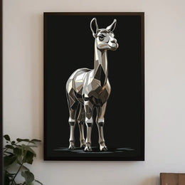 Polygonal Llama Abstract Poster: Artistic, Modern Animal Design