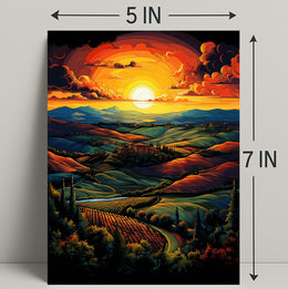 Vibrant Sunset Over Rolling Hills Poster