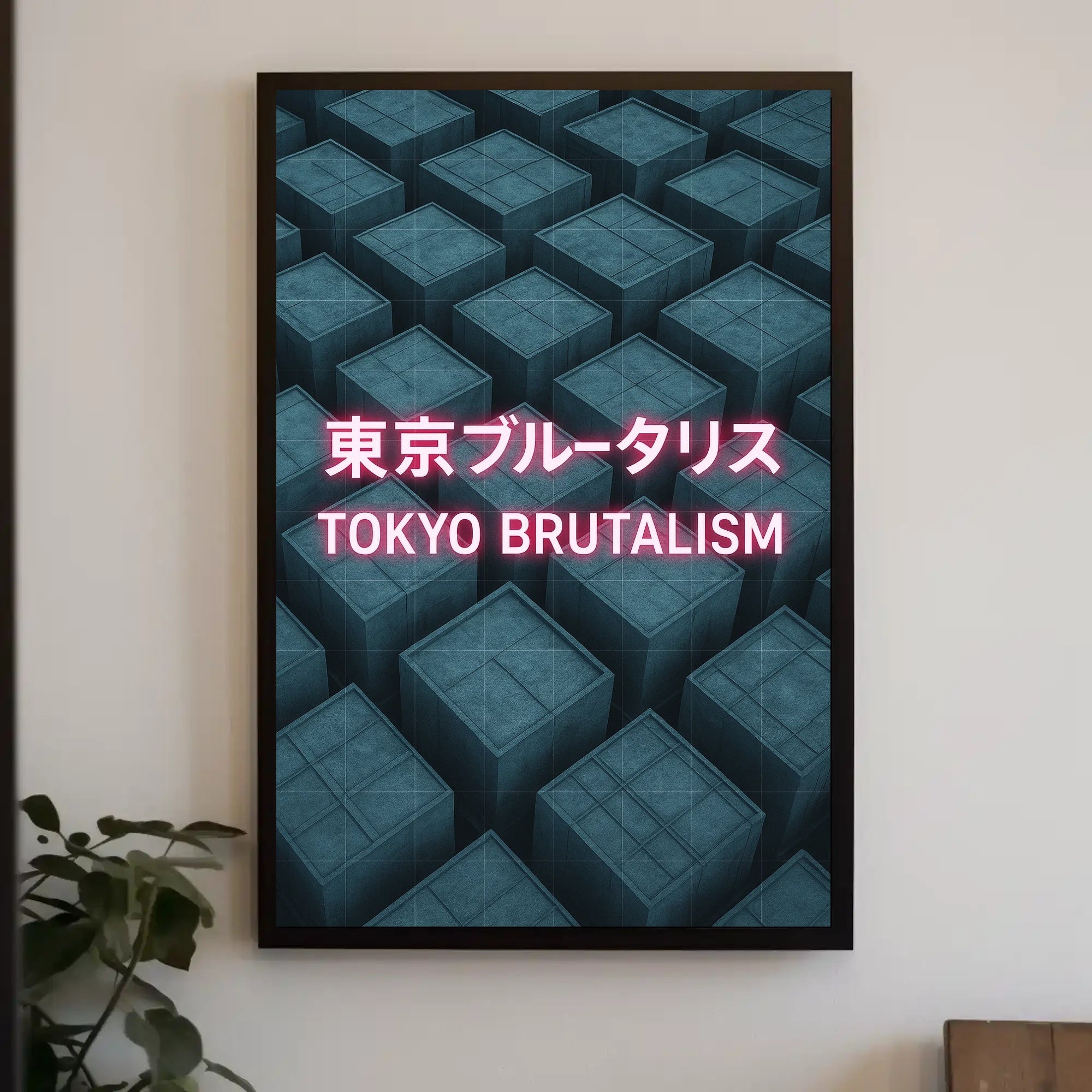 Tokyo Brutalism Urban Geometric Design Poster