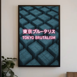 Tokyo Brutalism Urban Geometric Design Poster