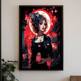Urban Fantasy Noir Poster: Woman and Cat