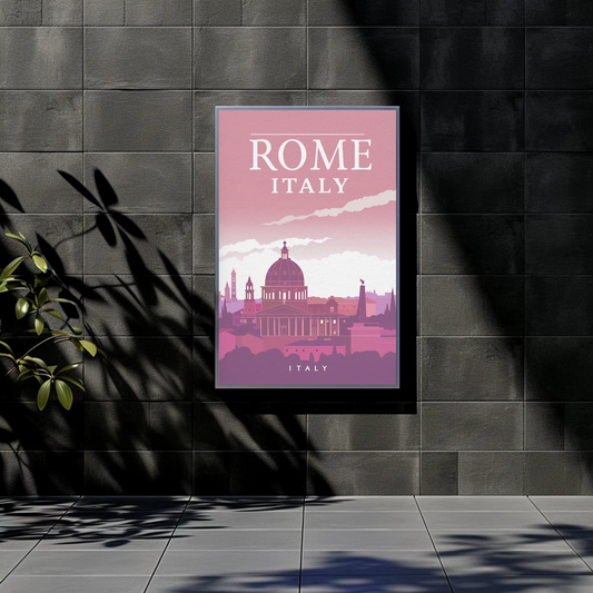 Rome: Cityscape in Pink Hues