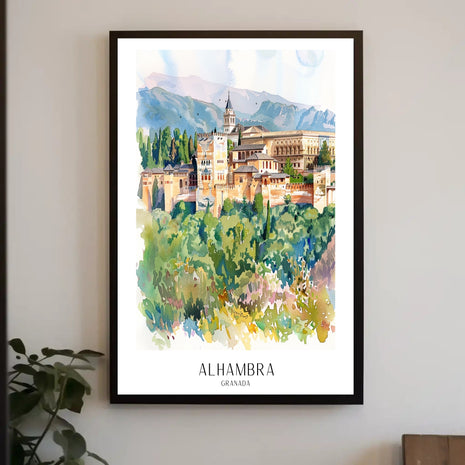 Alhambra Watercolor Illustration: Cultural or Heritage Poster