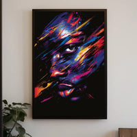 Vibrant Abstract Neon Face Art Poster Print