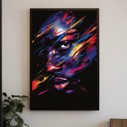 Vibrant Abstract Neon Face Art Poster Print