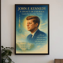 John F. Kennedy Inspirational Leadership Art Poster
