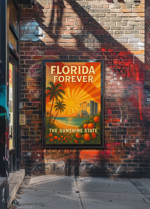 Florida's Iconic Sunshine Vintage Travel Poster