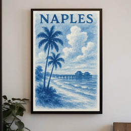 Naples Coastal Serenity Poster Wall Art 18x24 Inches