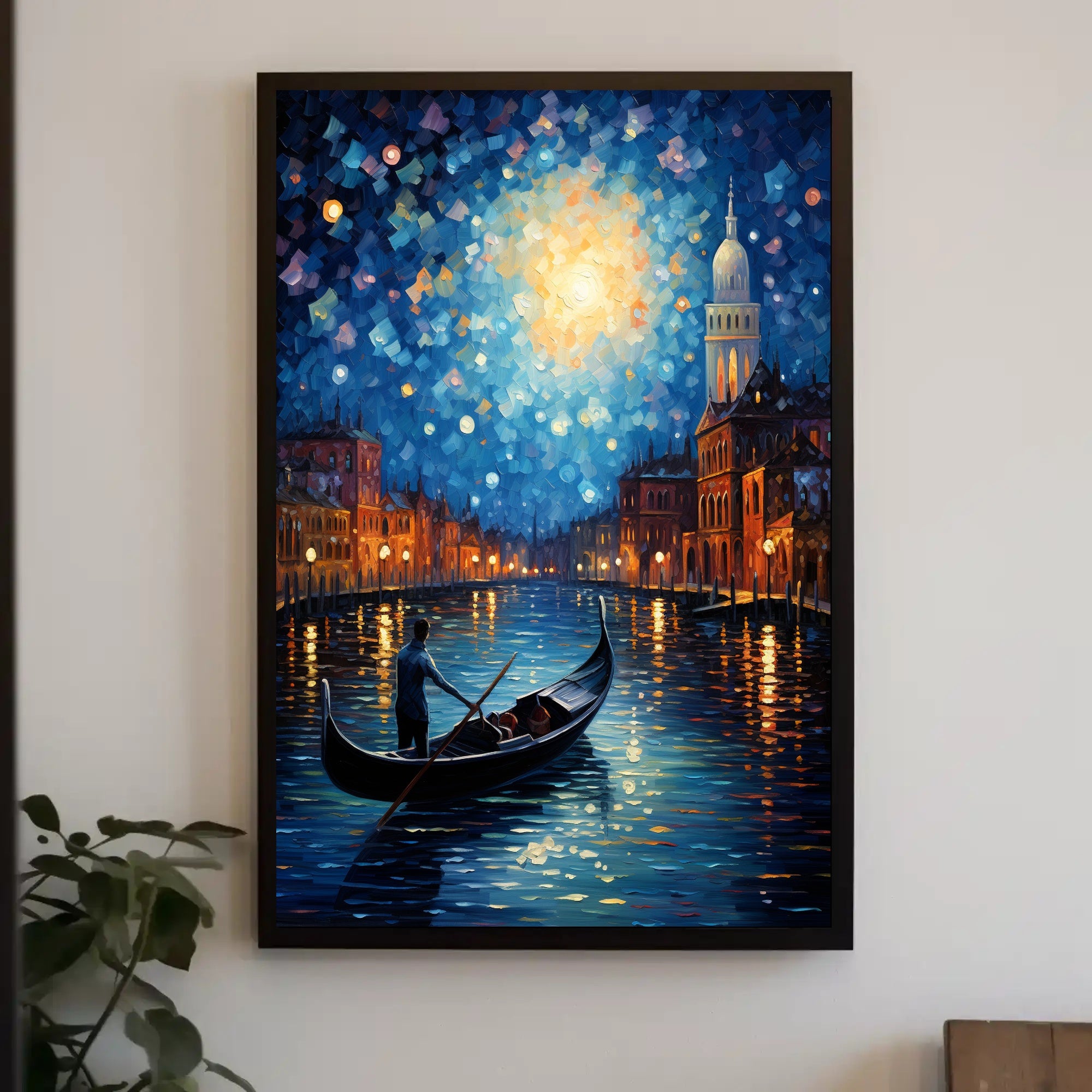 Moonlit Gondola Ride Poster