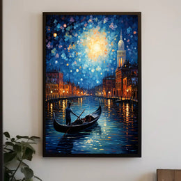 Moonlit Gondola Ride Poster