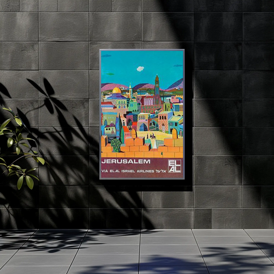 Jerusalem - EL AL Israel Airlines Vintage Travel Poster