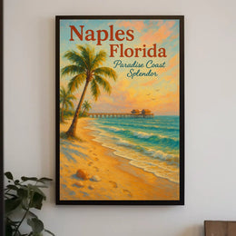 Paradise Coast Splendor Vintage Beach Poster Art