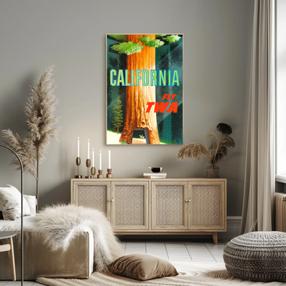 1950s TWA California Redwoods Drive Thru Tree Travel Poster