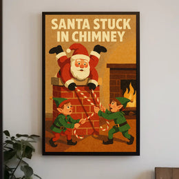 Santa Stuck In Chimney Poster