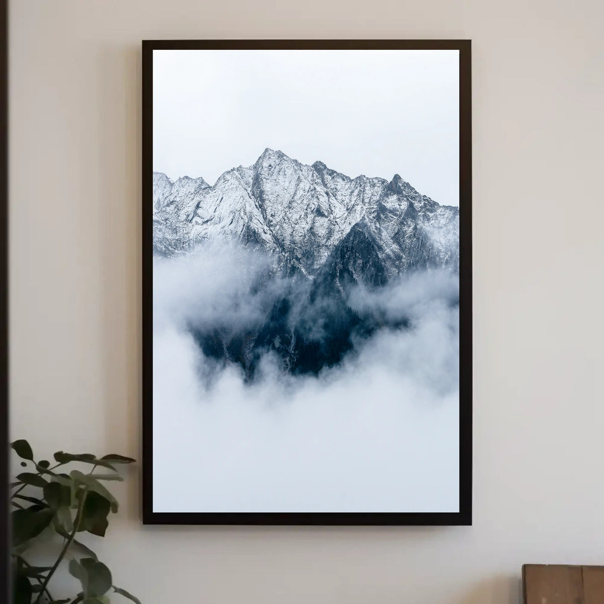Majestic Snowy Mountains Photorealistic Nature Poster