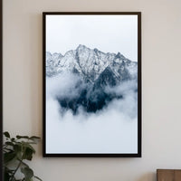 Majestic Snowy Mountains Photorealistic Nature Poster