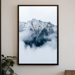 Majestic Snowy Mountains Photorealistic Nature Poster
